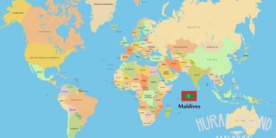 Քարտեզ Մալդիվներ աշխարհի քարտեզի վրա
